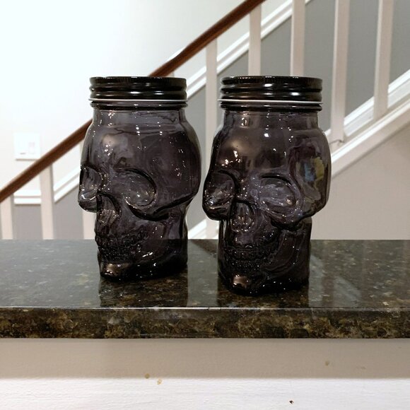 Set of 4 Glass Skull Jars Skeleton Candy Dish NEW Halloween Decor Target 2024 - Picture 3 of 8
